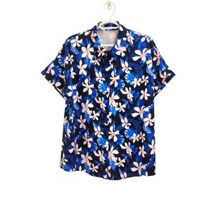 Lomon Floral Blue Hawaiian Shirt